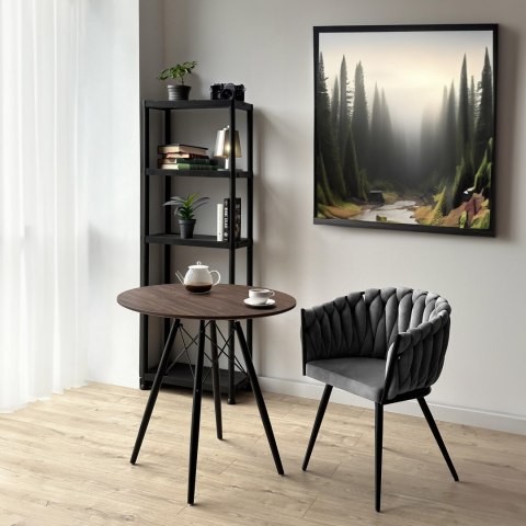 Krzesło welurowe plecione ASTON VELVET grafitowe Krzesło welurowe plecione ASTON VELVET grafitowe
