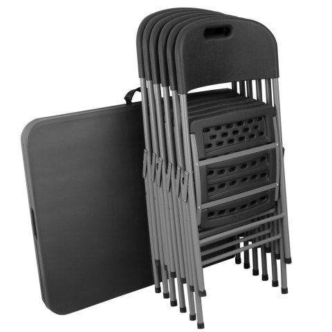 Zestaw cateringowy FETA BLACK 180 cm + 6 krzeseł BLACK Zestaw cateringowy FETA BLACK 180 cm + 6 krzeseł BLACK