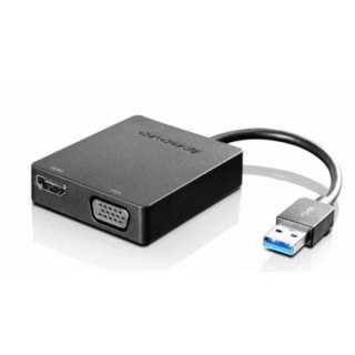 Lenovo | Uniwersalna przejściówka USB 3.0 na VGA/HDMI | Zewnętrzny adapter wideo