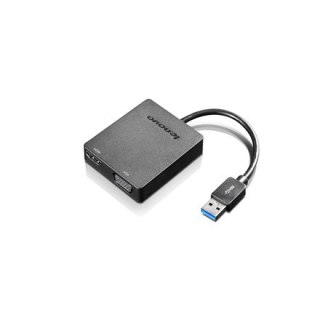 Lenovo | Uniwersalna przejściówka USB 3.0 na VGA/HDMI | Zewnętrzny adapter wideo