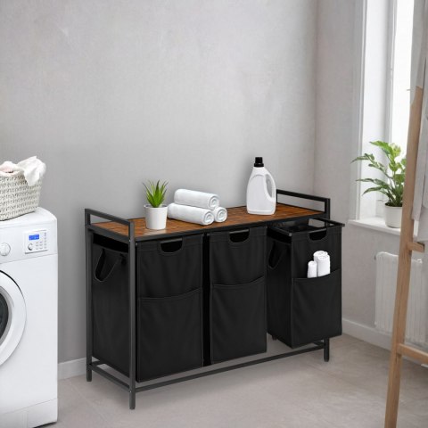 Regał na pranie z 3 koszami czarny ARTUS 2 GATUNEK