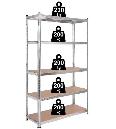 Regał stalowy magazynowy 200kg 5 poziomów 205x120x45 cm ocynkowany Regał stalowy magazynowy 200kg 5 poziomów 205x120x45 cm ocynkowany