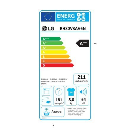 LG | RH80V3AV6N | Suszarka | Klasa efektywności energetycznej A++ | Ładowana od przodu | 8 kg | LED | Głębokość 69 cm | Wi-Fi | LG | RH80V3AV6N | Suszarka | Klasa efektywności energetycznej A++ | Ładowana od przodu | 8 kg | LED | Głębokość 69 cm | Wi-Fi |