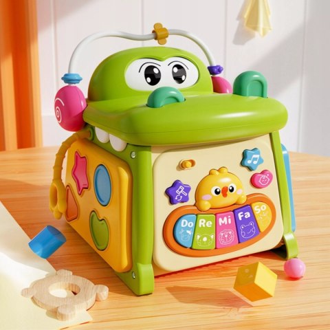 Kostka edukacyjna sorter pianinko sensoryczna labirynt zegar krokodyl MS007 Kostka edukacyjna sorter pianinko sensoryczna labirynt zegar krokodyl MS007