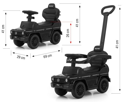 Milly Mally Pojazd z rączką MERCEDES G350d Black Milly Mally Pojazd z rączką MERCEDES G350d Black
