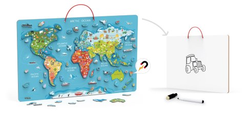 Viga Viga 44508 2w1 Tablica edukacyjna z magnetyczną mapą świata