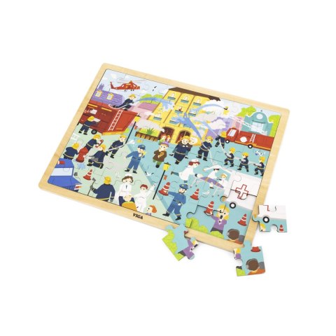 Viga Viga 44581 Puzzle na podkładce 48 elementów - poznajemy pracę strażaka