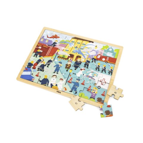 Viga Viga 44581 Puzzle na podkładce 48 elementów - poznajemy pracę strażaka