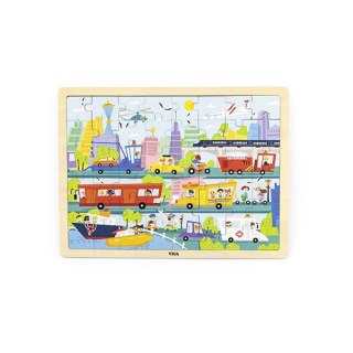 Viga Viga 44582 Puzzle na podkładce 48 elementów - poznajemy transport w mieście