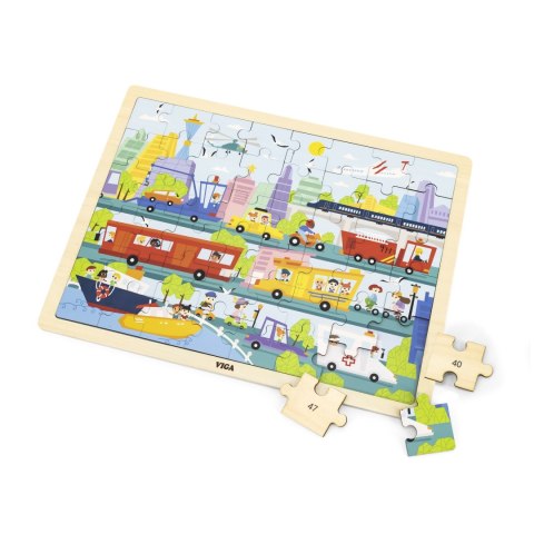 Viga Viga 44582 Puzzle na podkładce 48 elementów - poznajemy transport w mieście Viga Viga 44582 Puzzle na podkładce 48 elementów - poznajemy transport w mieście