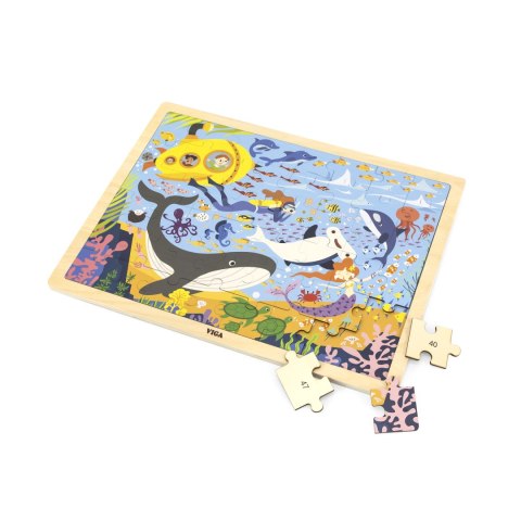 Viga Viga 44583 Puzzle na podkłądce 48 elementów - poznajemy morze i jego mieszkańców
