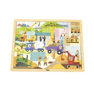 Viga Viga 44585 Puzzle na podkładce 48 elementów - poznajemy maszyny budowlane