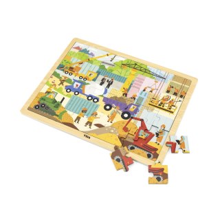 Viga Viga 44585 Puzzle na podkładce 48 elementów - poznajemy maszyny budowlane