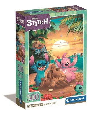 Inne Clementoni Puzzle 500el Compact Stitch. Stitch i Angel na plaży 35547