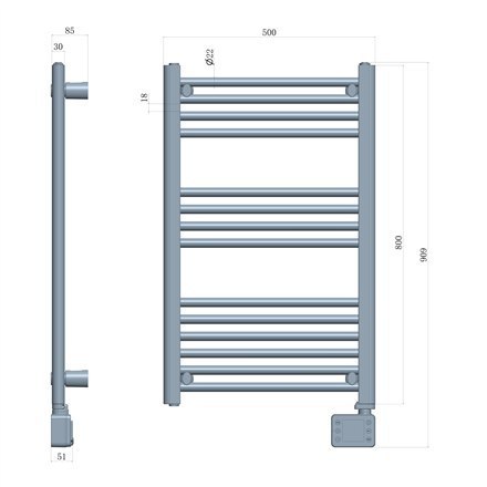 Elektryczny grzejnik łazienkowy LED | AD 7824 | Grzejnik | 600 W | Biały | IP24