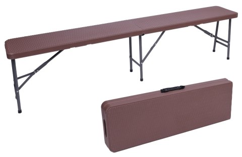 Zestaw cateringowy Rattan brąz stół 180 cm+ 2 ławki Zestaw cateringowy Rattan brąz stół 180 cm+ 2 ławki