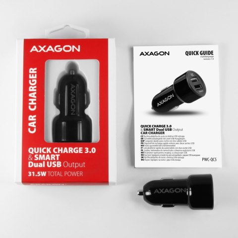 AXAGON Dual car charger, 31.5W | PWC-QC5 AXAGON Dual car charger, 31.5W | PWC-QC5