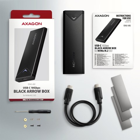 AXAGON External USB-C 10Gbps metal box for M.2 NVMe SSD disks AXAGON External USB-C 10Gbps metal box for M.2 NVMe SSD disks