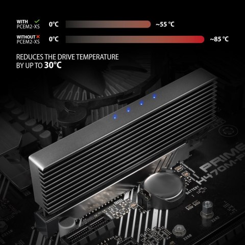 AXAGON PCI-Express x16 adapter with cooler for connecting an NVMe M.2 SSD drive to a computer | PCEM2-XS AXAGON PCI-Express x16 adapter with cooler for connecting an NVMe M.2 SSD drive to a computer | PCEM2-XS