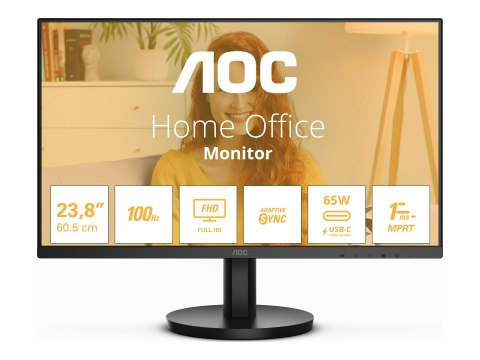 AOC 24B3CA2 | 23,8 " | IPS | FHD | 100 Hz | 1 ms | 1920 x 1080 pikseli | 250 cd/m² | Porty HDMI w ilości 1 | Czarny AOC 24B3CA2 | 23,8 " | IPS | FHD | 100 Hz | 1 ms | 1920 x 1080 pikseli | 250 cd/m² | Porty HDMI w ilości 1 | Czarny