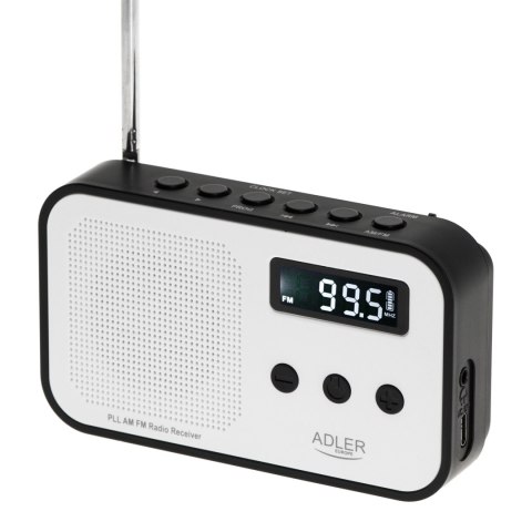 Adler | Digital radio PLL AM/FM | AD 1907 | Alarm function | White/Black Adler | Digital radio PLL AM/FM | AD 1907 | Alarm function | White/Black