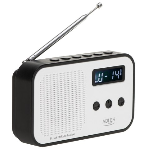 Adler | Digital radio PLL AM/FM | AD 1907 | Alarm function | White/Black Adler | Digital radio PLL AM/FM | AD 1907 | Alarm function | White/Black