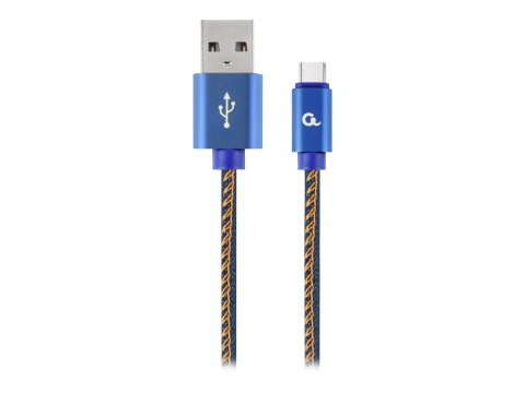 Cablexpert Premium Jeans (Denim) Type-C USB Cable with Metal Connectors | CC-USB2J-AMCM-1M-BL | Blue | 24 pin USB-C - male | 1 m Cablexpert Premium Jeans (Denim) Type-C USB Cable with Metal Connectors | CC-USB2J-AMCM-1M-BL | Blue | 24 pin USB-C - male | 1 m