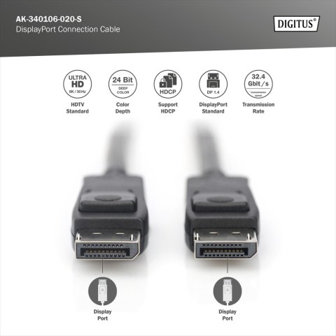Digitus Connection Cable | AK-340106-020-S | DisplayPort to DisplayPort Digitus Connection Cable | AK-340106-020-S | DisplayPort to DisplayPort