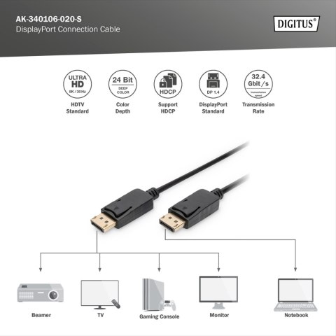 Digitus Connection Cable | AK-340106-020-S | DisplayPort to DisplayPort Digitus Connection Cable | AK-340106-020-S | DisplayPort to DisplayPort