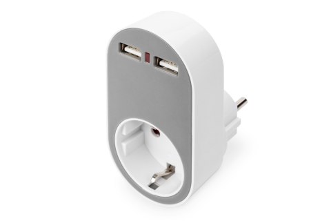 Digitus Universal USB Plug-in Charger with 2 x USB-A Sockets and Integrated Socket | DA-70617 Digitus Universal USB Plug-in Charger with 2 x USB-A Sockets and Integrated Socket | DA-70617