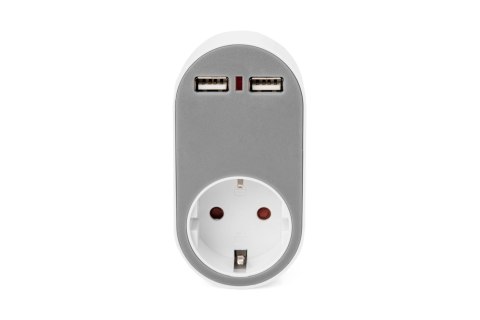 Digitus Universal USB Plug-in Charger with 2 x USB-A Sockets and Integrated Socket | DA-70617 Digitus Universal USB Plug-in Charger with 2 x USB-A Sockets and Integrated Socket | DA-70617