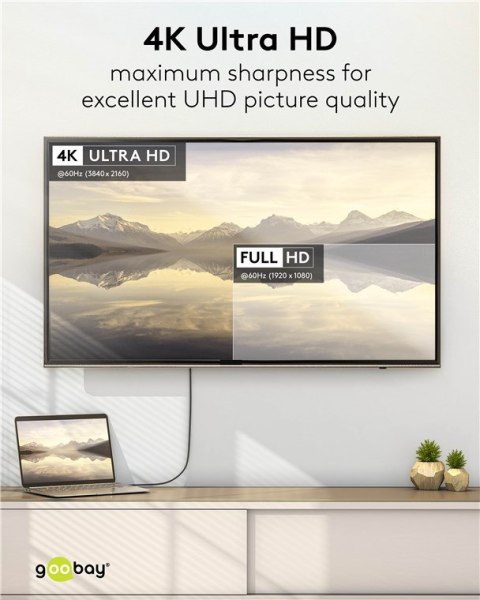 Goobay USB-C to DisplayPort Cable 4K at 60 Hz, 1 m | 75704 Goobay USB-C to DisplayPort Cable 4K at 60 Hz, 1 m | 75704