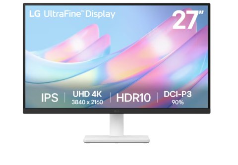 LG 27US500-W | 27 " | IPS | 16:9 | 60 Hz | 5 ms | 3840 x 2160 pixels | 240 cd/m² | HDMI ports quantity 2 LG 27US500-W | 27 " | IPS | 16:9 | 60 Hz | 5 ms | 3840 x 2160 pixels | 240 cd/m² | HDMI ports quantity 2