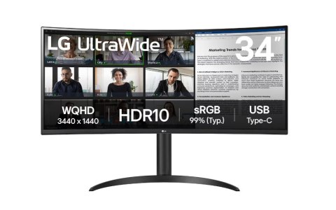 LG 34WR55QK-B | 34 " | VA | 21:9 | 100 Hz | 5 ms | 3440 x 1440 pixels | 300 cd/m² | HDMI ports quantity 2 | Warranty 24 month(s) LG 34WR55QK-B | 34 " | VA | 21:9 | 100 Hz | 5 ms | 3440 x 1440 pixels | 300 cd/m² | HDMI ports quantity 2 | Warranty 24 month(s)