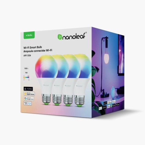 Nanoleaf Essentials Smart A60 Bulb E27 Matter WiFi 9W 900Lm RGBCW 2700-6500K, 4pcs pack | Nanoleaf Nanoleaf Essentials Smart A60 Bulb E27 Matter WiFi 9W 900Lm RGBCW 2700-6500K, 4pcs pack | Nanoleaf
