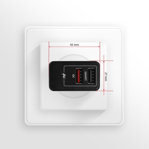 AXAGON Dual wallcharger 240V/2x USB port QC3.0/AFC/FCP and 5V-1.2A, 24W | ACU-QS24 AXAGON Dual wallcharger 240V/2x USB port QC3.0/AFC/FCP and 5V-1.2A, 24W | ACU-QS24