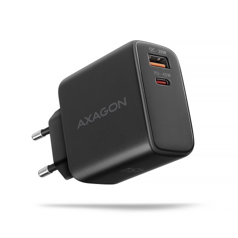 AXAGON GaN wallcharger 2x port (USB-A + USB-C), PD3.0/PPS/QC4+/SFC2.0/AFC/SCP/FCP/Apple, 45W | ACU-PQ45 AXAGON GaN wallcharger 2x port (USB-A + USB-C), PD3.0/PPS/QC4+/SFC2.0/AFC/SCP/FCP/Apple, 45W | ACU-PQ45
