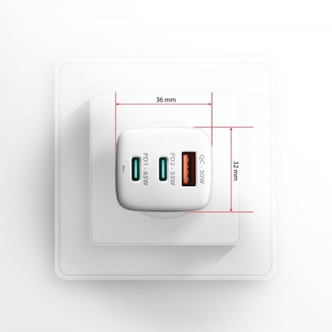 AXAGON GaN wallcharger 3x port (USB-A + 2x USB-C), PD3.0/PPS/QC4+/SFC2.0/AFC/SCP/FCP/Apple, 65W | ACU-DPQ65W AXAGON GaN wallcharger 3x port (USB-A + 2x USB-C), PD3.0/PPS/QC4+/SFC2.0/AFC/SCP/FCP/Apple, 65W | ACU-DPQ65W
