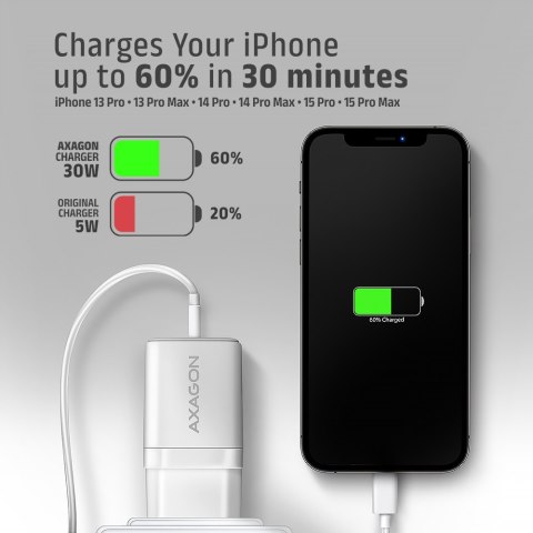 AXAGON Sil wallcharger 1x port USB-C, PD3.0 /PPS/QC4+/SFC/AFC/Apple, 30w | ACU-PD30W AXAGON Sil wallcharger 1x port USB-C, PD3.0 /PPS/QC4+/SFC/AFC/Apple, 30w | ACU-PD30W