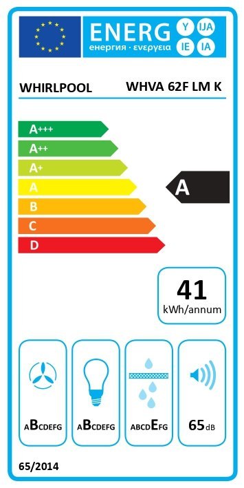 Whirlpool Hood | WHVA 62F LM K | Built-in | Energy efficiency class A | Width 59.8 cm | 485 m³/h | Mechanical | LED | Black Whirlpool Hood | WHVA 62F LM K | Built-in | Energy efficiency class A | Width 59.8 cm | 485 m³/h | Mechanical | LED | Black