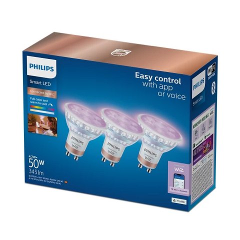 WiZ Philips Smart WiFi Spot PAR16 GU10 4,7W 36° 345Lm RGB, opakowanie 3szt | WiZ WiZ Philips Smart WiFi Spot PAR16 GU10 4,7W 36° 345Lm RGB, opakowanie 3szt | WiZ
