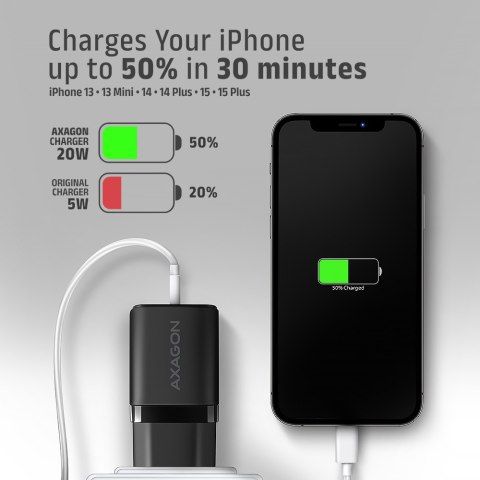 AXAGON Wallcharger 1x port USB-C, PD3.0/PPS/QC4+/AFC/FCP/Apple, 20W | ACU-PD20 AXAGON Wallcharger 1x port USB-C, PD3.0/PPS/QC4+/AFC/FCP/Apple, 20W | ACU-PD20