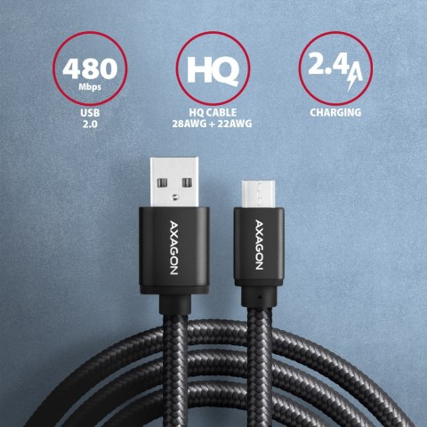 AXAGON Data and charging cable, 1.5 m | BUMM-AM15AB | USB Type A to USB Type Micro AXAGON Data and charging cable, 1.5 m | BUMM-AM15AB | USB Type A to USB Type Micro