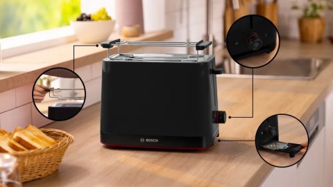 Bosch Compact Toaster | TAT3M123 MyMoment | Power 950 W | Number of slots 2 | Housing material Plastic | Black Bosch Compact Toaster | TAT3M123 MyMoment | Power 950 W | Number of slots 2 | Housing material Plastic | Black