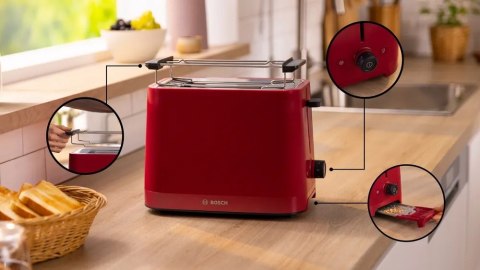 Bosch Compact Toaster | TAT3M124 MyMoment | Number of slots 2 | Housing material Plastic | Red Bosch Compact Toaster | TAT3M124 MyMoment | Number of slots 2 | Housing material Plastic | Red