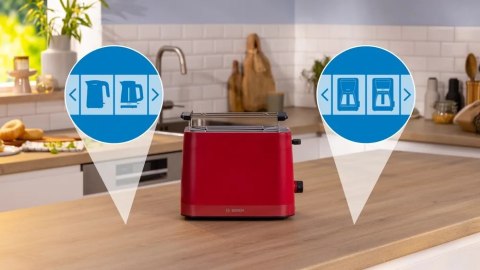 Bosch Compact Toaster | TAT3M124 MyMoment | Number of slots 2 | Housing material Plastic | Red Bosch Compact Toaster | TAT3M124 MyMoment | Number of slots 2 | Housing material Plastic | Red