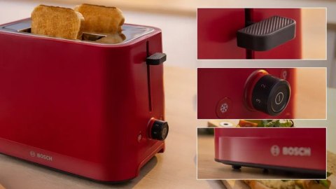 Bosch Compact Toaster | TAT3M124 MyMoment | Number of slots 2 | Housing material Plastic | Red Bosch Compact Toaster | TAT3M124 MyMoment | Number of slots 2 | Housing material Plastic | Red