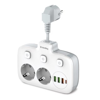 Gniazdo zasilania ColorWay CW-CHE24PDW z portem USB, biały, wydajne i funkcjonalne rozwiązanie do codziennego użytkowania w domu