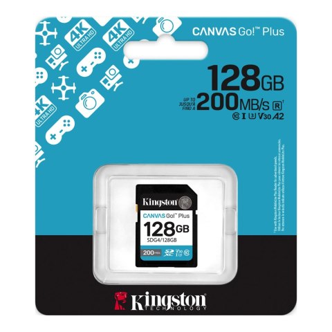 Kingston | Canvas Go! Plus | 128 GB | SD | Flash memory class Class 10, UHS-I, U3, V30 Kingston | Canvas Go! Plus | 128 GB | SD | Flash memory class Class 10, UHS-I, U3, V30