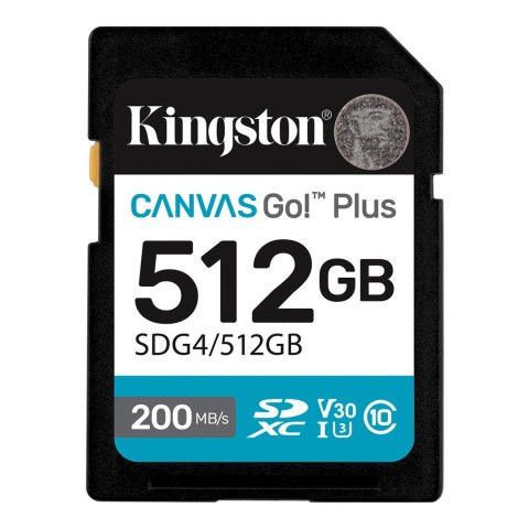 Kingston | Canvas Go! Plus | 512 GB | SD | Flash memory class Class 10, UHS-I, U3, V30 Kingston | Canvas Go! Plus | 512 GB | SD | Flash memory class Class 10, UHS-I, U3, V30